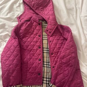 Women’s Burberry Quilted Hooded Jacket in Fuchsia